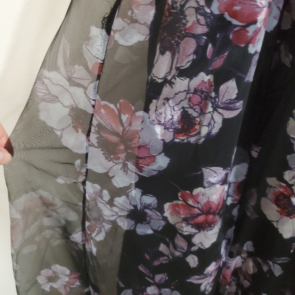 NWT Torrid Floral Mesh Illusion Midi Dress Black Dark Floral Size 26 Plus Boho - Picture 7 of 13